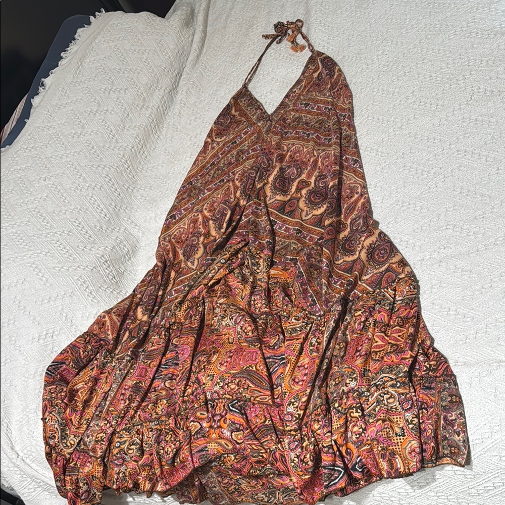 Bohemian Paisley Halter Maxi Dress
